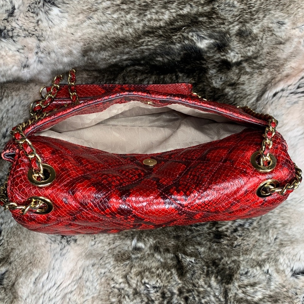 Auth Michael Kors Large Chain Python Shoulder Bag - image 5